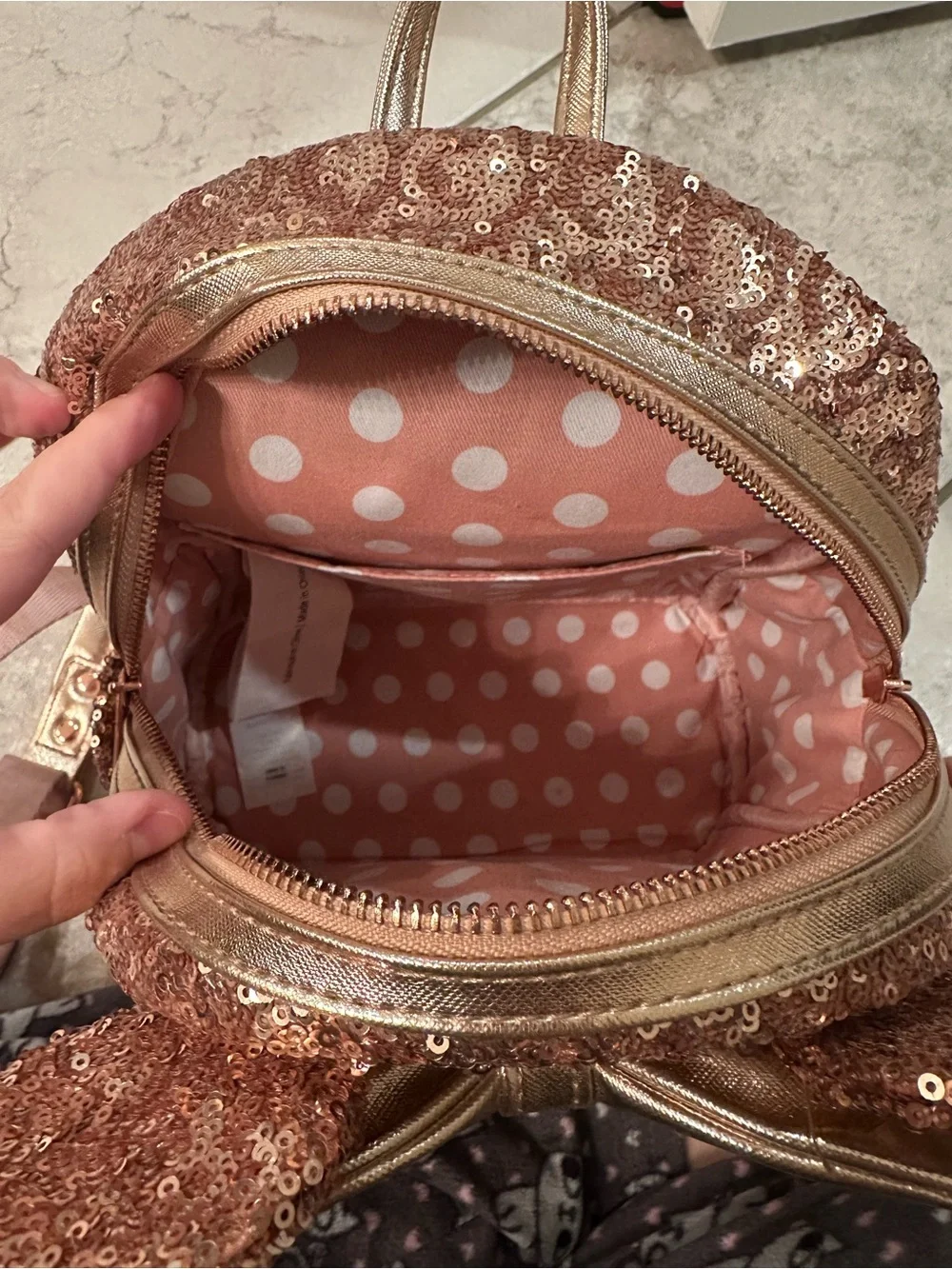 Disney Parks x Loungefly Rose Gold Sequin Mini Backpack